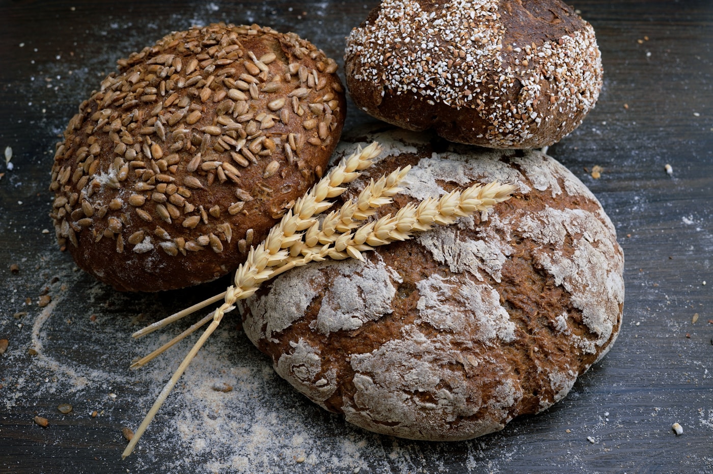Fresh bread in a bakery production environment